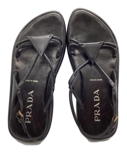 PRADA（プラダ）PRADA (プラダ) レザーサンダル ブラック サイズ:36の古着・服飾アイテム