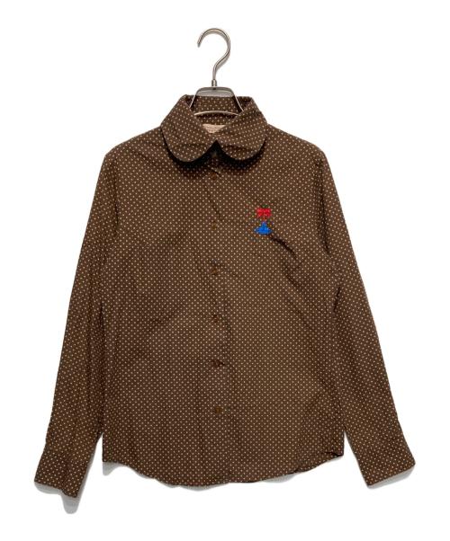 Vivienne Westwood RED LABEL（ヴィヴィアンウエストウッドレッドレーベル）Vivienne Westwood RED LABEL (ヴィヴィアンウエストウッドレッドレーベル) ドットシャツ ブラウン サイズ:3の古着・服飾アイテム