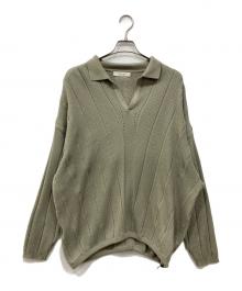 PUBLIC TOKYO（パブリックトウキョウ）の古着「ルーズコードスキッパーニットポロ」｜グリーン