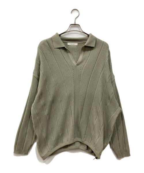 PUBLIC TOKYO（パブリックトウキョウ）PUBLIC TOKYO (パブリックトウキョウ) ルーズコードスキッパーニットポロ グリーン サイズ:freeの古着・服飾アイテム