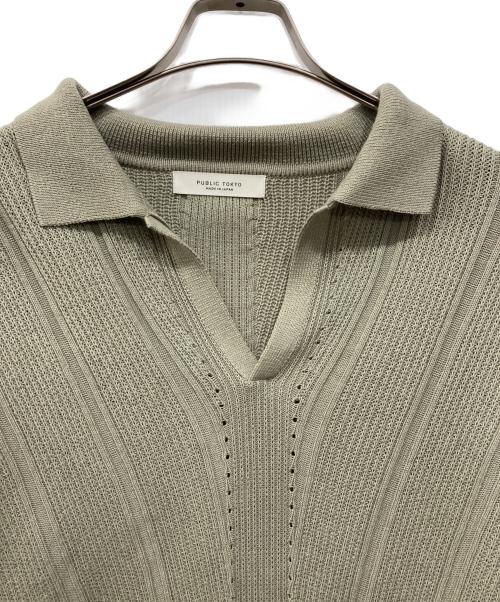 PUBLIC TOKYO（パブリックトウキョウ）PUBLIC TOKYO (パブリックトウキョウ) ルーズコードスキッパーニットポロ グリーン サイズ:freeの古着・服飾アイテム