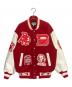A BATHING APE（ア ベイシング エイプ）の古着「DEBOSSED CAMO LEATHER SLEEVE OVERSIZED VARSITY JACKET」｜レッド