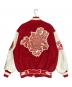 A BATHING APE (ア ベイシング エイプ) DEBOSSED CAMO LEATHER SLEEVE OVERSIZED VARSITY JACKET レッド サイズ:M：138000円
