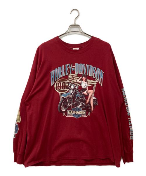 HARLEY-DAVIDSON（ハーレーダビッドソン）HARLEY-DAVIDSON (ハーレーダビッドソン) ロングスリーブカットソー ボルドー サイズ:3XLの古着・服飾アイテム