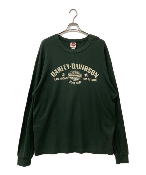 HARLEY-DAVIDSON（ハーレーダビッドソン）HARLEY-DAVIDSON (ハーレーダビッドソン) サーマルカットソー グリーン サイズ:XLの古着・服飾アイテム