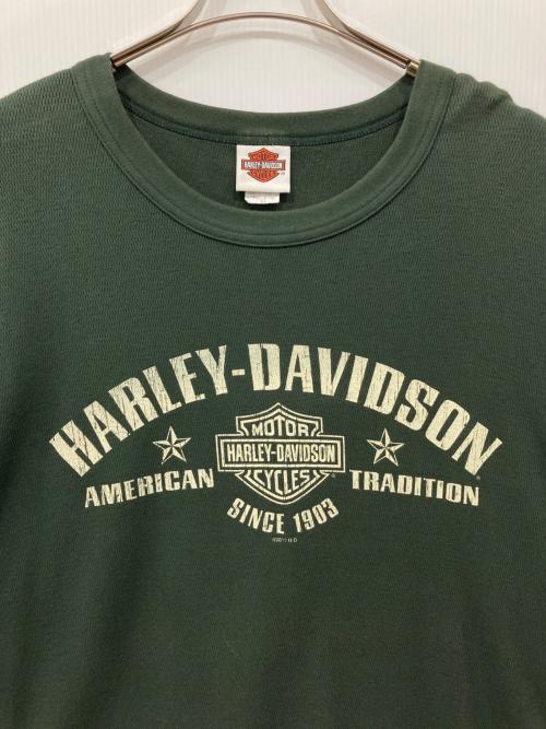 HARLEY-DAVIDSON（ハーレーダビッドソン）HARLEY-DAVIDSON (ハーレーダビッドソン) サーマルカットソー グリーン サイズ:XLの古着・服飾アイテム