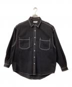 Graphpaperグラフペーパー）の古着「Denim Regular Collar Shirt」｜ブラック