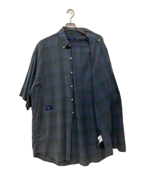 NAUTICA（ノーティカ）NAUTICA (ノーティカ) Sulfer Dyed Madras S/S Shirt “TOO BIG” パープル サイズ:XLの古着・服飾アイテム