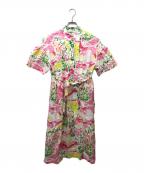 MANAMI SAKURAIマナミサクライ）の古着「フラワープリントワンピース」｜ピンク×ホワイト