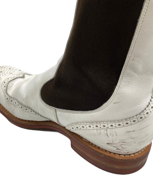 Tricker's（トリッカーズ）Tricker's (トリッカーズ) Yohji Yamamoto pour homme (ヨウジヤマモト プールオム) ウィングチップサイドゴアブーツ ホワイト サイズ:9.5の古着・服飾アイテム