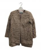 saquiサキ）の古着「モヘアノーカラーコート」｜ブラウン