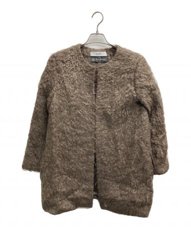 中古・古着通販】saqui (サキ) モヘアノーカラーコート ブラウン