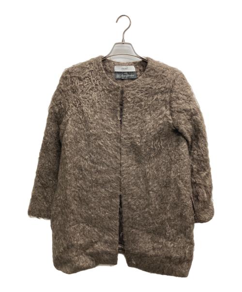 saqui（サキ）saqui (サキ) モヘアノーカラーコート ブラウン サイズ:38の古着・服飾アイテム