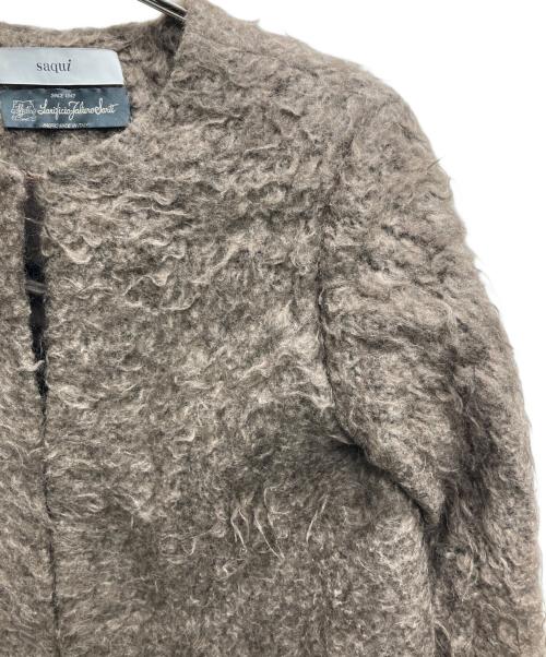 saqui（サキ）saqui (サキ) モヘアノーカラーコート ブラウン サイズ:38の古着・服飾アイテム