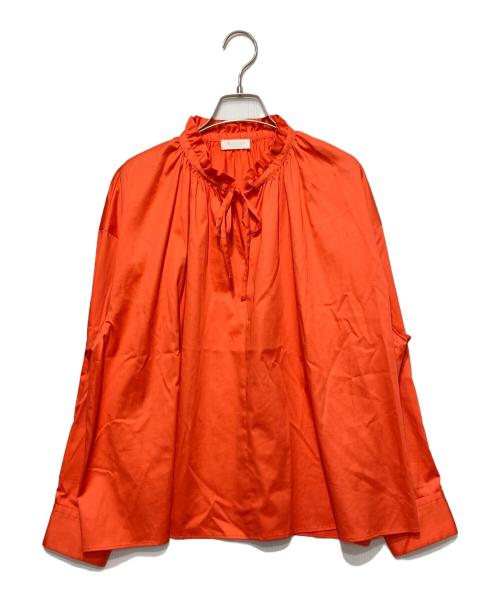 BALLSEY（ボールジィ）BALLSEY (ボールジィ) ハイカウントサテン ネックフリルブラウス オレンジ サイズ:36の古着・服飾アイテム