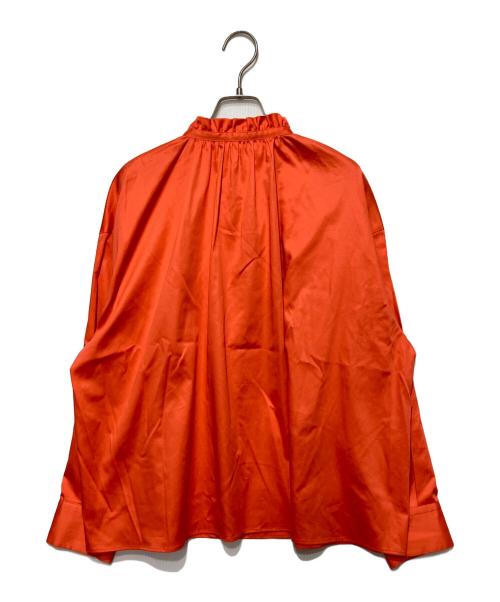BALLSEY（ボールジィ）BALLSEY (ボールジィ) ハイカウントサテン ネックフリルブラウス オレンジ サイズ:36の古着・服飾アイテム