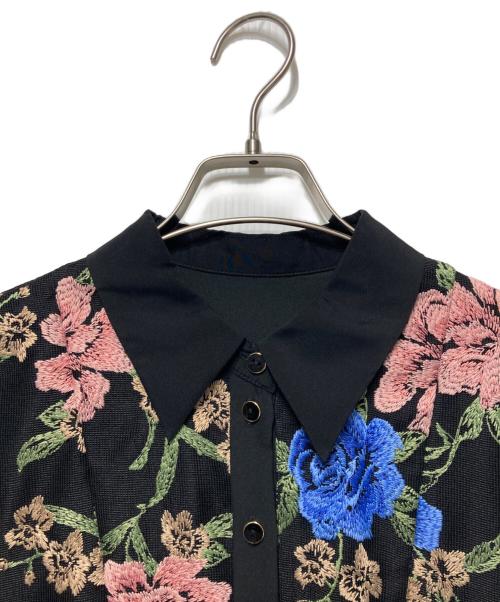 GRACE CONTINENTAL（（グレースコンチネンタル）GRACE CONTINENTAL (（グレースコンチネンタル) メッシュフラワーフレアワンピース ブラック サイズ:36の古着・服飾アイテム