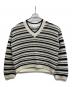 Ganni（ガニー）の古着「Striped Cotton Pointelle V-neck」｜ホワイト