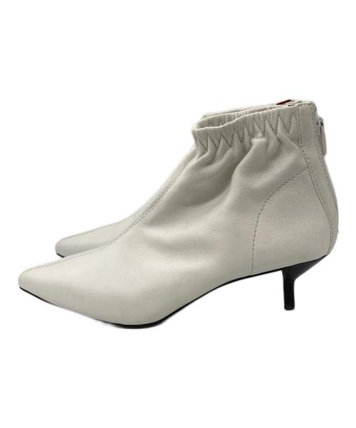 3.1 phillip lim（スリーワンフィリップリム）3.1 phillip lim (スリーワンフィリップリム) ギャザーショートブーツ ホワイト サイズ:37の古着・服飾アイテム