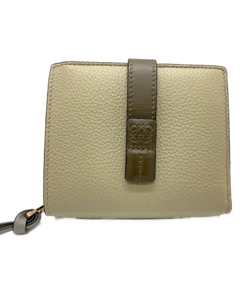 LOEWE（ロエベ）LOEWE (ロエベ) コンパクト ジップウォレット ベージュ×カーキの古着・服飾アイテム