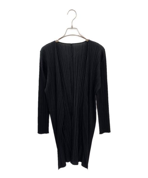 PLEATS PLEASE（プリーツプリーズ）PLEATS PLEASE (プリーツプリーズ) ベーシックスロングカーディガン ブラック サイズ:3の古着・服飾アイテム