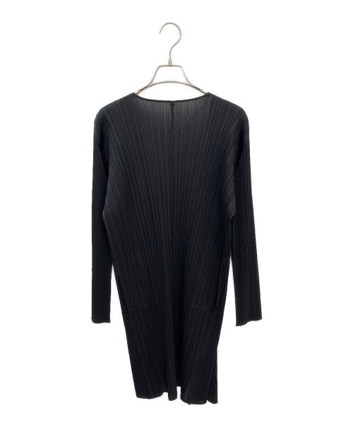 PLEATS PLEASE（プリーツプリーズ）PLEATS PLEASE (プリーツプリーズ) ベーシックスロングカーディガン ブラック サイズ:3の古着・服飾アイテム