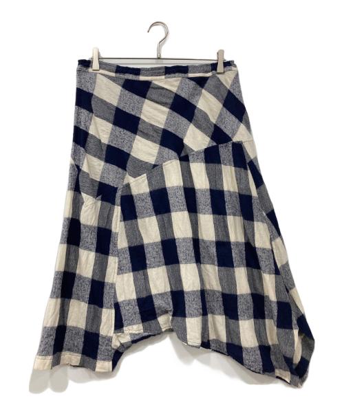 Y's（ワイズ）Y's (ワイズ) リネン混チェックサルエルパンツ ネイビー サイズ:2の古着・服飾アイテム