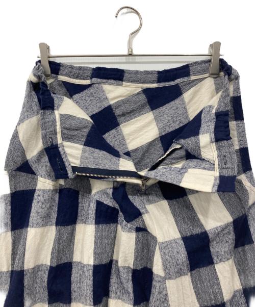 Y's（ワイズ）Y's (ワイズ) リネン混チェックサルエルパンツ ネイビー サイズ:2の古着・服飾アイテム