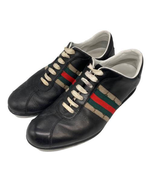 GUCCI（グッチ）GUCCI (グッチ) シェリーライン レザースニーカー ブラック サイズ:40の古着・服飾アイテム