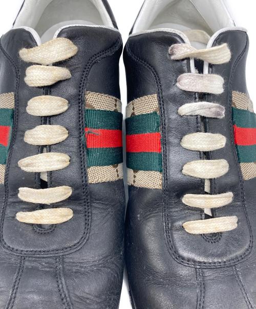 GUCCI（グッチ）GUCCI (グッチ) シェリーライン レザースニーカー ブラック サイズ:40の古着・服飾アイテム