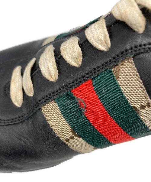 GUCCI（グッチ）GUCCI (グッチ) シェリーライン レザースニーカー ブラック サイズ:40の古着・服飾アイテム