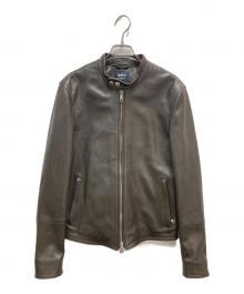 EMMETI（エンメティ）の古着「JURIユリ シングルライダース ジャケット」｜ブラウン