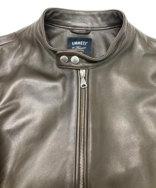 EMMETI（エンメティ）EMMETI (エンメティ) JURIユリ シングルライダース ジャケット ブラウン サイズ:44の古着・服飾アイテム