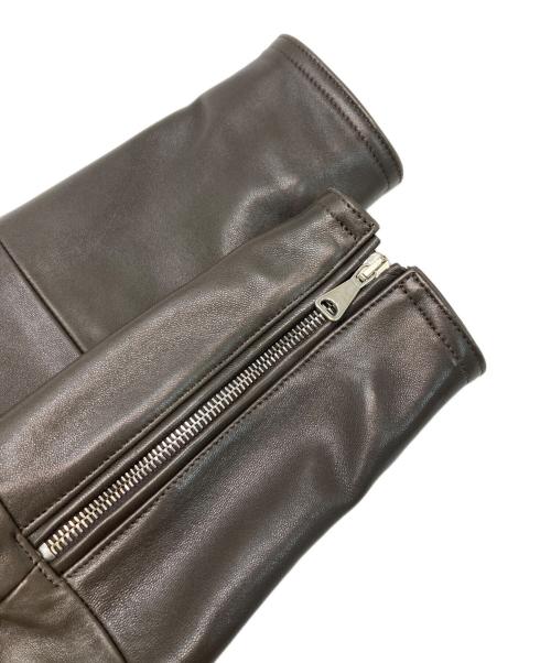 EMMETI（エンメティ）EMMETI (エンメティ) JURIユリ シングルライダース ジャケット ブラウン サイズ:44の古着・服飾アイテム