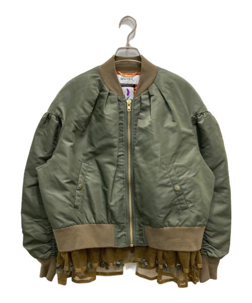 MUVEIL（ミュベール）MUVEIL (ミュベール) フラワー刺繍ブルゾン オリーブ サイズ:38の古着・服飾アイテム