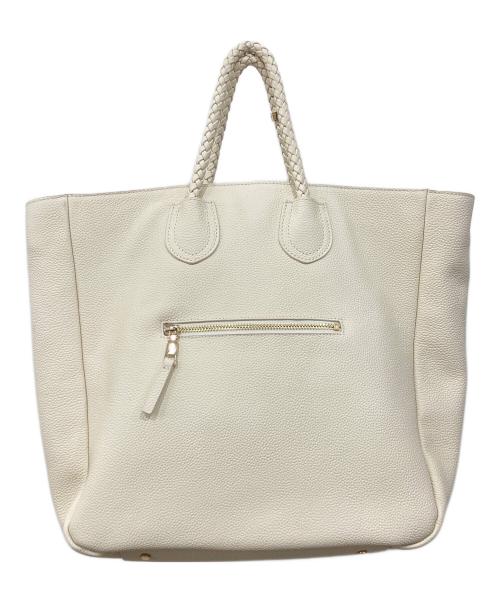 TREASURE TOPKAPI（トレジャートプカピ）TREASURE TOPKAPI (トレジャートプカピ) シュリンクレザー メッシュハンドル ショルダー付き トート バッグ アイボリーの古着・服飾アイテム