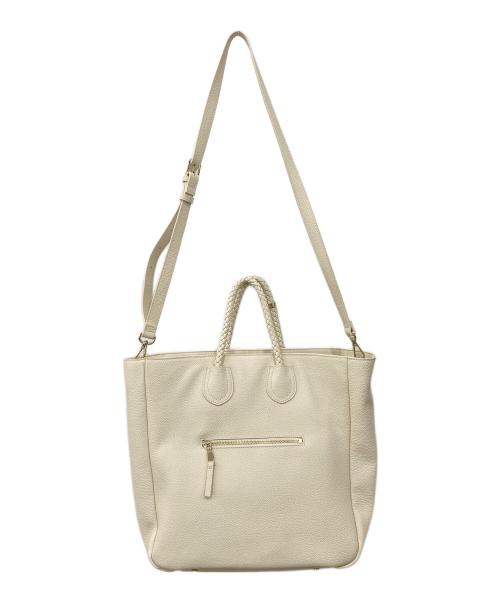 TREASURE TOPKAPI（トレジャートプカピ）TREASURE TOPKAPI (トレジャートプカピ) シュリンクレザー メッシュハンドル ショルダー付き トート バッグ アイボリーの古着・服飾アイテム