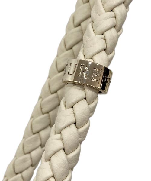 TREASURE TOPKAPI（トレジャートプカピ）TREASURE TOPKAPI (トレジャートプカピ) シュリンクレザー メッシュハンドル ショルダー付き トート バッグ アイボリーの古着・服飾アイテム