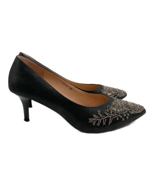 STACCATO（スタッカート）STACCATO (スタッカート) ビーズエンブロイドパンプス ブラック サイズ:24.5の古着・服飾アイテム