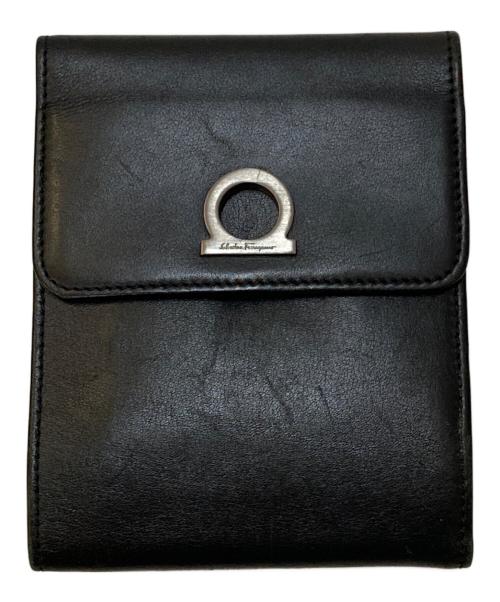 Salvatore Ferragamo（サルヴァトーレ フェラガモ）Salvatore Ferragamo (サルヴァトーレ フェラガモ) ガンチーニ レザーショルダーウォレット ブラックの古着・服飾アイテム