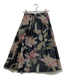 LANVIN en Bleu（ランバンオンブルー）の古着「フラワージャカードタフタスカート」｜ブラック