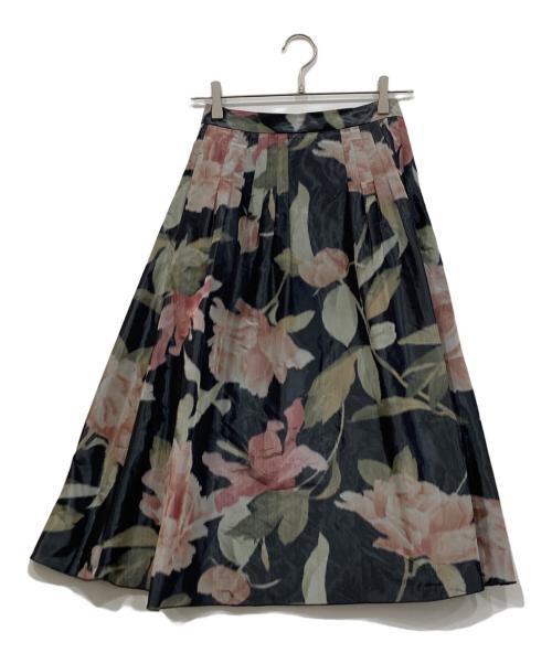 LANVIN en Bleu（ランバンオンブルー）LANVIN en Bleu (ランバンオンブルー) フラワージャカードタフタスカート ブラック サイズ:36の古着・服飾アイテム