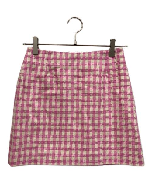 AMI Alexandre Mattiussi（アミアレクサンドルマテュッシ）AMI Alexandre Mattiussi (アミアレクサンドルマテュッシ) チェックミニスカート ピンク サイズ:34 未使用品の古着・服飾アイテム