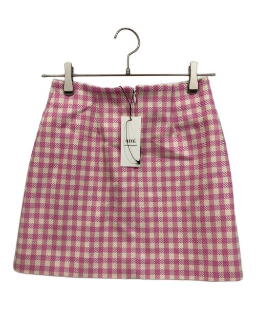 AMI Alexandre Mattiussi（アミアレクサンドルマテュッシ）AMI Alexandre Mattiussi (アミアレクサンドルマテュッシ) チェックミニスカート ピンク サイズ:34 未使用品の古着・服飾アイテム