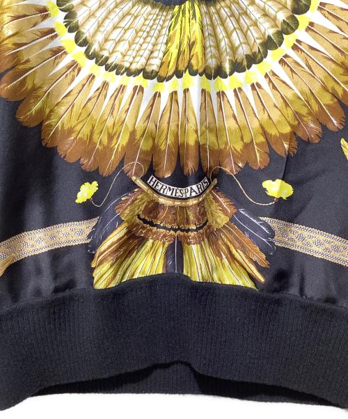 HERMES（エルメス）HERMES (エルメス) スカーフ柄切り替えVネックニット ブラック サイズ:34の古着・服飾アイテム