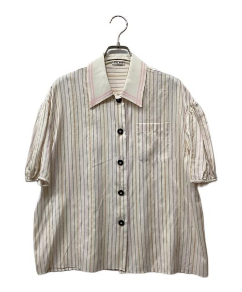 MIU MIU（ミュウミュウ）MIU MIU (ミュウミュウ) ストライプ半袖シャツ アイボリー サイズ:36の古着・服飾アイテム