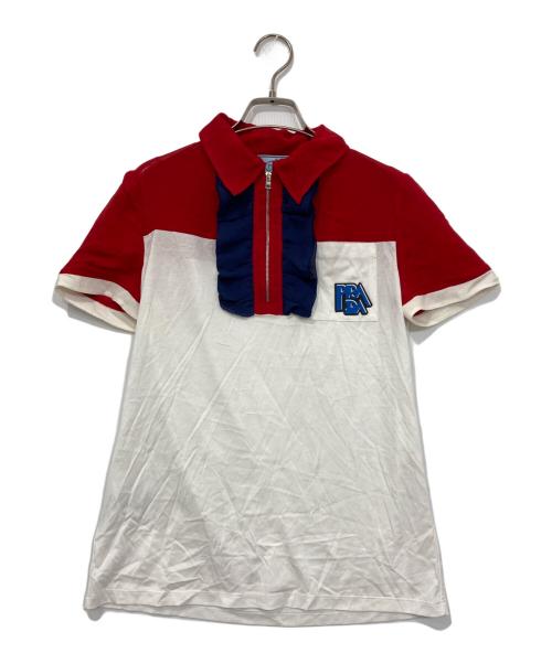 PRADA（プラダ）PRADA (プラダ) 異素材ポロシャツ トリコロールカラー サイズ:Sの古着・服飾アイテム