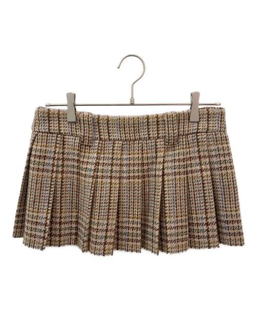 MIU MIU（ミュウミュウ）MIU MIU (ミュウミュウ) Houndstooth check skirt ベージュ サイズ:36の古着・服飾アイテム