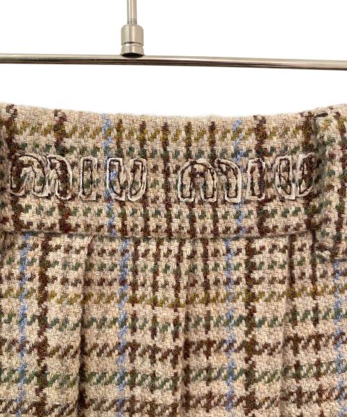 MIU MIU（ミュウミュウ）MIU MIU (ミュウミュウ) Houndstooth check skirt ベージュ サイズ:36の古着・服飾アイテム