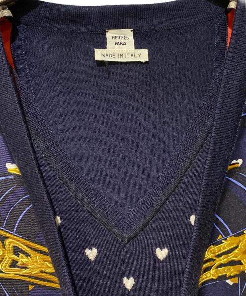 HERMES（エルメス）HERMES (エルメス) ツイルレーヌ Vネックニット ネイビー サイズ:36の古着・服飾アイテム